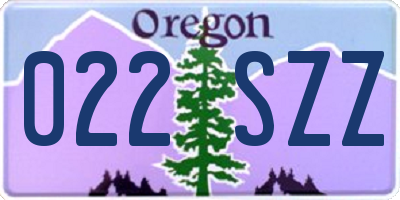 OR license plate 022SZZ