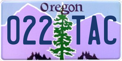 OR license plate 022TAC