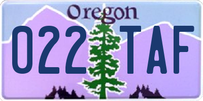 OR license plate 022TAF