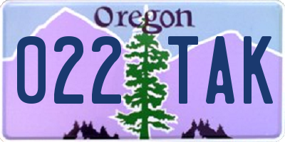 OR license plate 022TAK