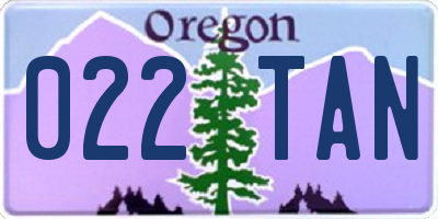 OR license plate 022TAN