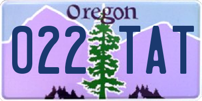 OR license plate 022TAT
