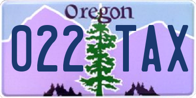 OR license plate 022TAX