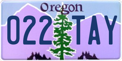 OR license plate 022TAY