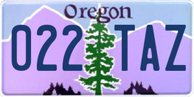 OR license plate 022TAZ