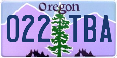 OR license plate 022TBA