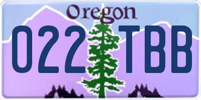 OR license plate 022TBB