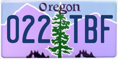 OR license plate 022TBF