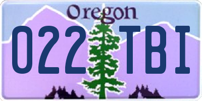 OR license plate 022TBI