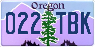 OR license plate 022TBK