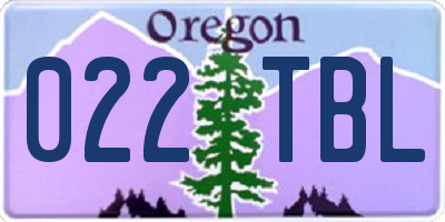 OR license plate 022TBL