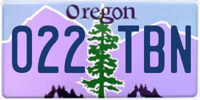 OR license plate 022TBN