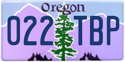 OR license plate 022TBP