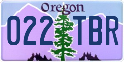 OR license plate 022TBR