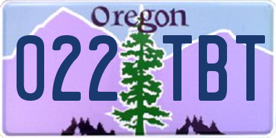 OR license plate 022TBT