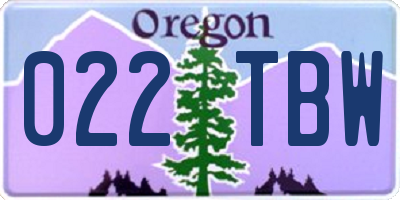 OR license plate 022TBW