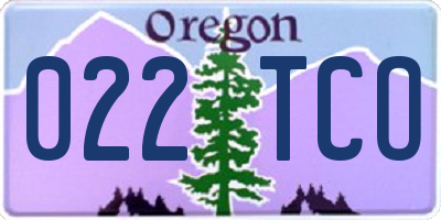 OR license plate 022TCO