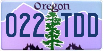 OR license plate 022TDD