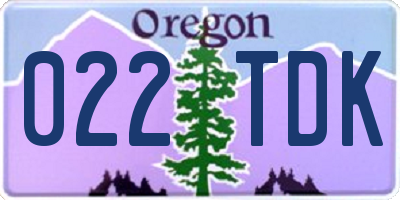 OR license plate 022TDK