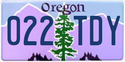 OR license plate 022TDY