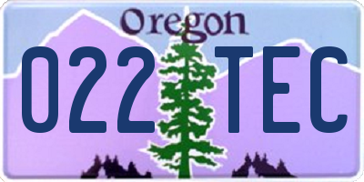 OR license plate 022TEC