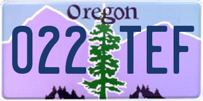OR license plate 022TEF