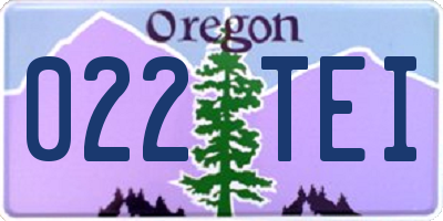 OR license plate 022TEI