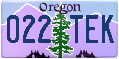 OR license plate 022TEK