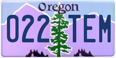OR license plate 022TEM