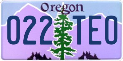 OR license plate 022TEO