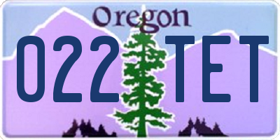 OR license plate 022TET