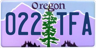OR license plate 022TFA