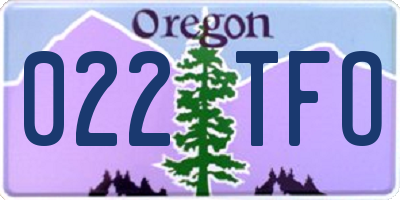 OR license plate 022TFO