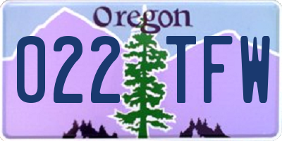 OR license plate 022TFW