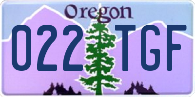 OR license plate 022TGF