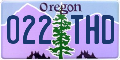 OR license plate 022THD