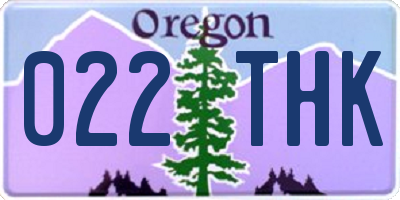 OR license plate 022THK