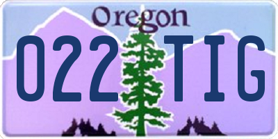 OR license plate 022TIG