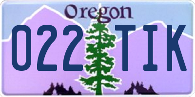 OR license plate 022TIK