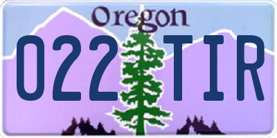 OR license plate 022TIR