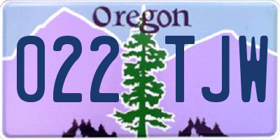 OR license plate 022TJW