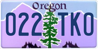 OR license plate 022TKO