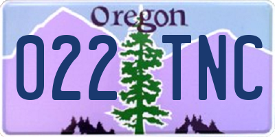 OR license plate 022TNC