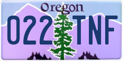 OR license plate 022TNF