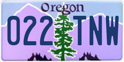 OR license plate 022TNW