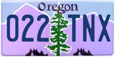 OR license plate 022TNX
