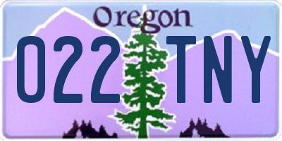 OR license plate 022TNY