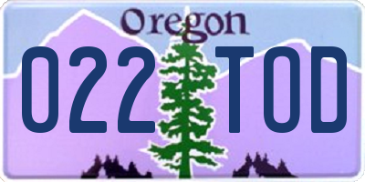 OR license plate 022TOD