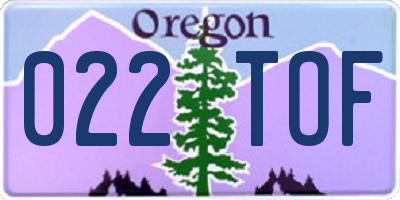 OR license plate 022TOF