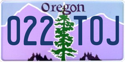 OR license plate 022TOJ
